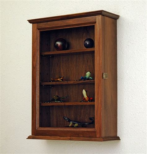 Wood Curio Display Case Wall Cabinet 4 Adjustable Shelves