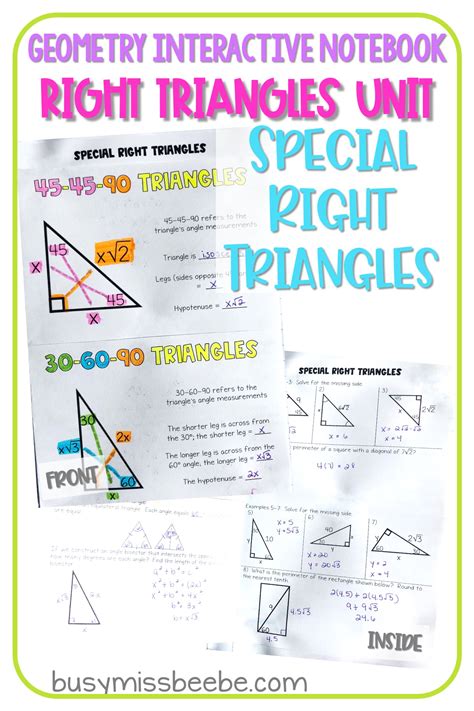 Geometry Interactive Notebook Right Triangles Busy Miss Beebe
