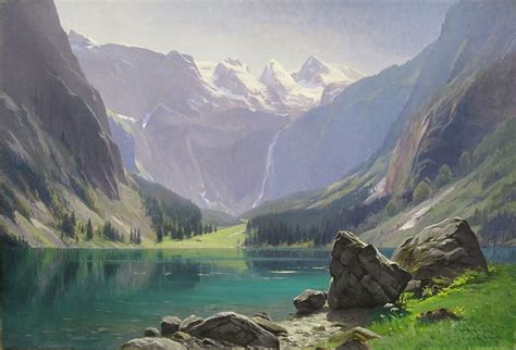 Mountain Lake By Motionage Designs Landscape Paintings Fantasy