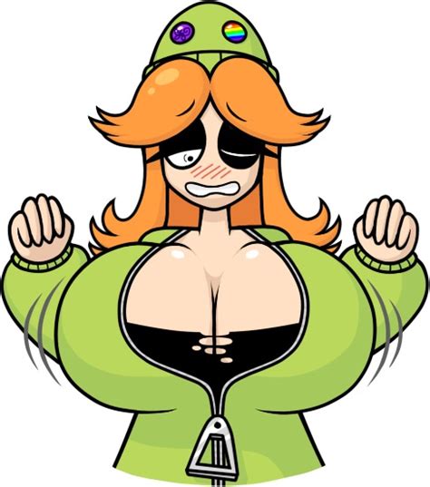 Rule 34 Blush Breast Expansion Clothed Green Hoodie Large Breasts