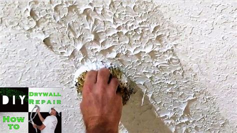 Repairing a hole or damage to a textured ceiling depends on your ceiling texture type. DIY- How to Match Knockdown texture with the Knockdown ...
