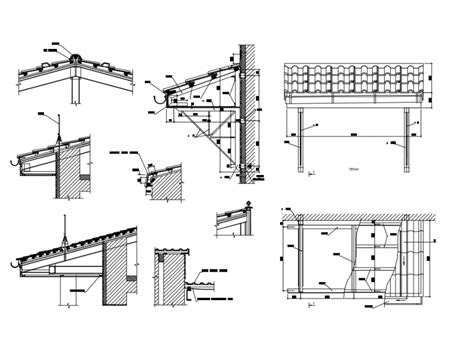 Roof Tile Construction And Sectional Cad Details Dwg File Cadbull