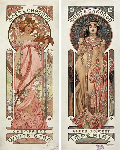 Art Alfons Maria Mucha Moët And Chandon Champagne White Star And