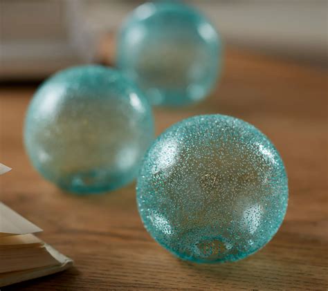 Set Of 3 4 Textured Decorative Glass Spheres By Valerie