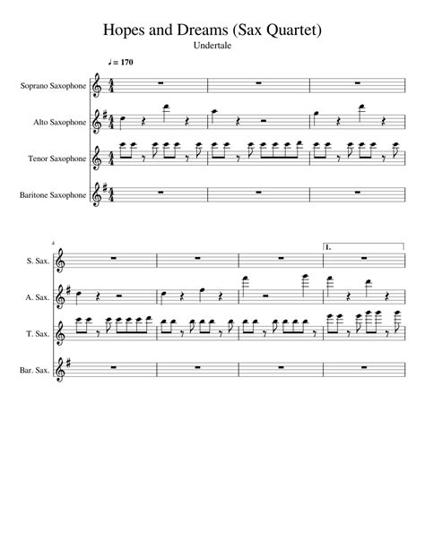 Hopes And Dreams Sax Quartet Sheet Music For Saxophone Alto