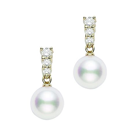 Mikimoto 18k Yellow Gold 8mm Akoya Cultured Pearl And 029cttw Diamond