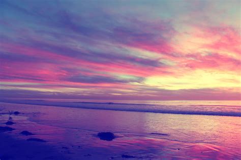Night Sky Pink Purple Sunset Ocean South Carlsbad Beach