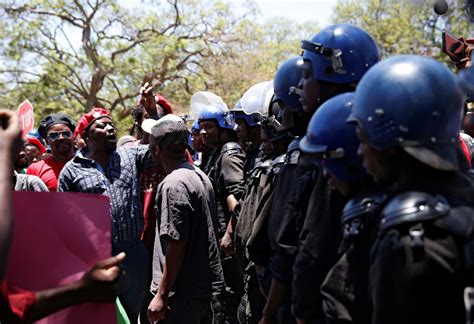 Heavily Armed Police Block Public Servants Pay March In Harare