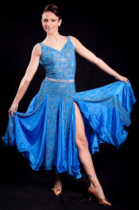 elegant electric blue lace ballroom dress
