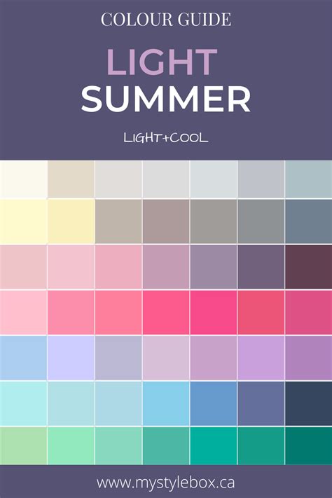 Light Summer Colour Guide Light Summer Color Palette Light Summer