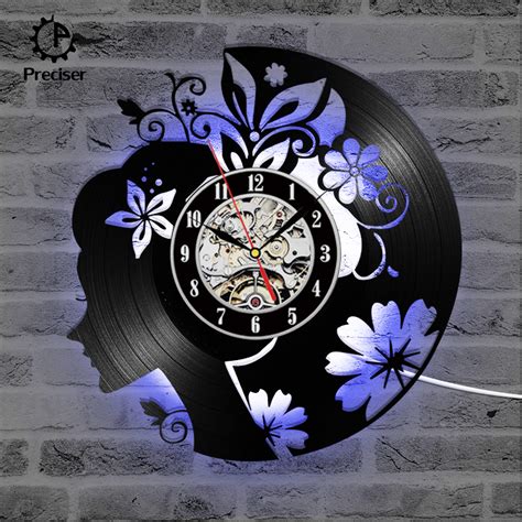 flower girl exclusive handmade cd record clock vinyl record wall clock creative hollow 3d