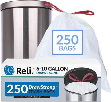 Reli 8 10 Gallon Trash Bags Drawstring 250 Count22x236 8 10