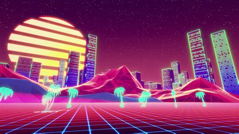 Synthwave 80s Type Retro City Neon Lights Live Hd Wallpaper 1hour