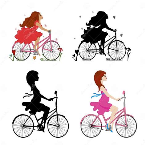 Vector Illustration Of A Girl Riding A Bicycle Stock Vector Illustration Of Activity