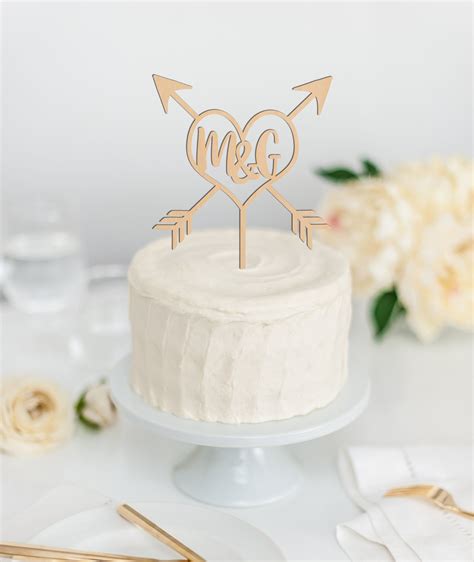 Arrow Cake Topper Initials Rustic Cake Topper Personalized Etsy