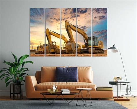 Excavators At Construction Site Office Wall Decor Business Etsy