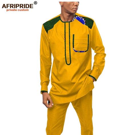 2019 African Clothing For Men Ankara Shirts And Print Pants Set Wax