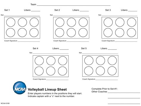 Ncaa Volleyball Line Up Sheet Download Printable Pdf