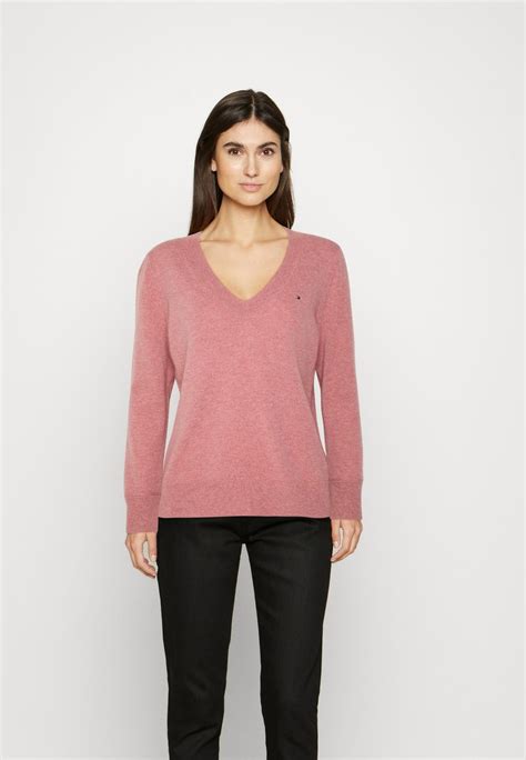 tommy hilfiger v neck jumper frosted raspberry pink zalando de