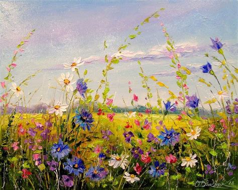 Flowers On The Meadow Paintings By Olha Darchuk