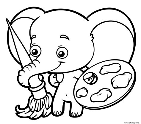 Coloriage Bebe Elephant Qui Peinture Dessin Elephant à Imprimer