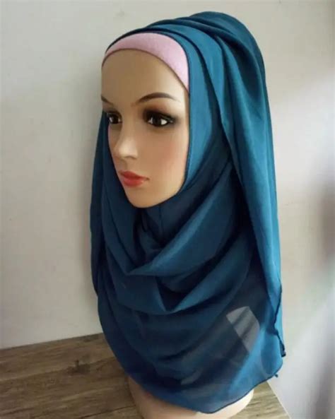 easy hijab instant bubble chiffon solid hijab scarf khaleeji plain 180 70cm free ship women s