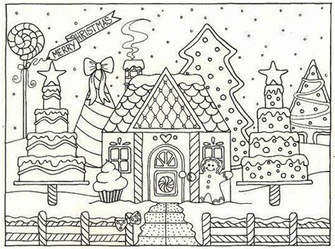 Christmas House Coloring Page Telennhuff