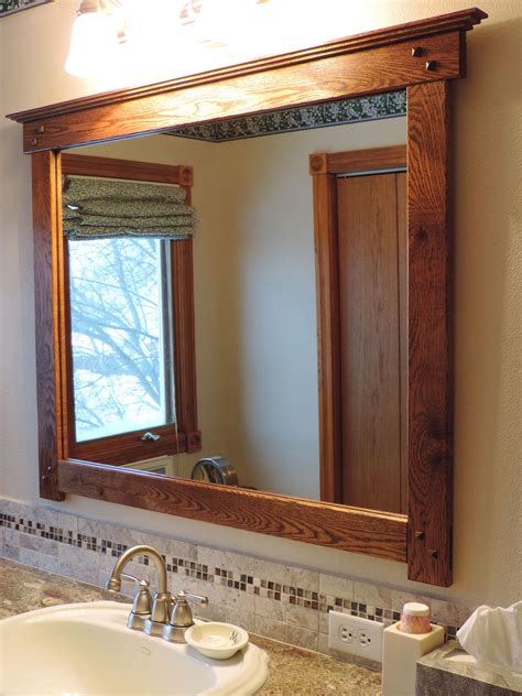 Mission Style Bathroom Mirror From Salvaged Flooring
