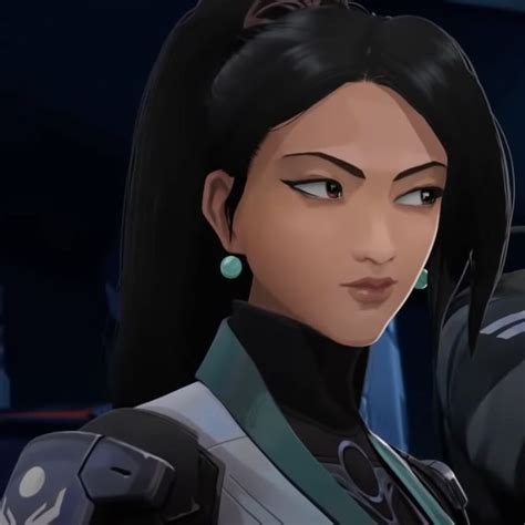 An Animated Woman With Black Hair And Green Eyes