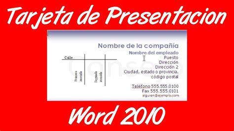 Como Hacer Una Tarjeta De Presentacion En Word 2007 2010 YouTube