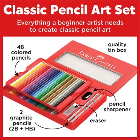 Faber Castell Classic Colored Pencils Tin Set 48 Cores Vibrantes Em