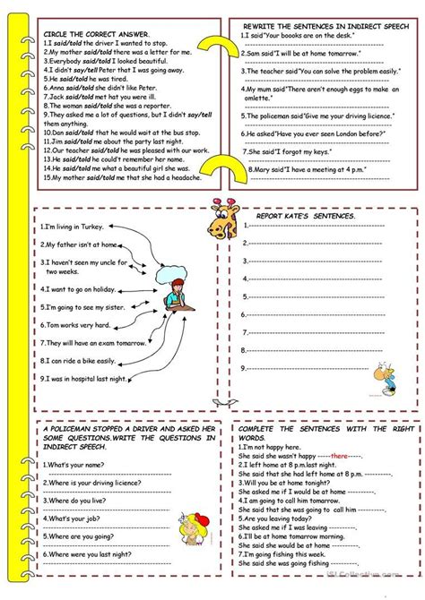 Reported Speech English Esl Worksheets For Distance Learning And Physical Classrooms Indirect
