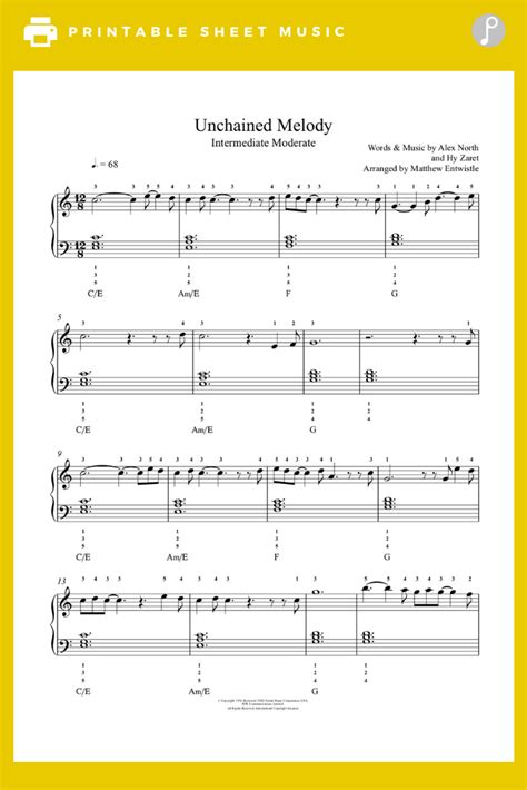 Unchained Melody By The Righteous Brothers Piano Sheet Music