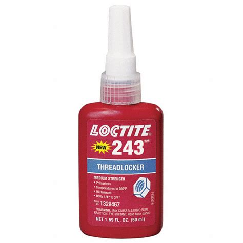 Loctite 243 Series Medium Strength Primerless Threadlocker Blue Liquid
