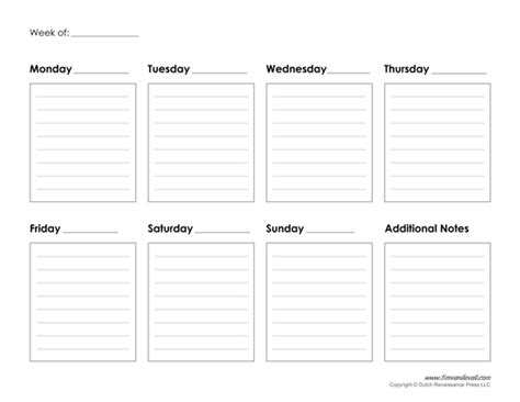 Blank monthly calendars are a terrific way to teach months and days of the week and to get students organized. Printable Weekly Calendar Template - Free Blank PDF