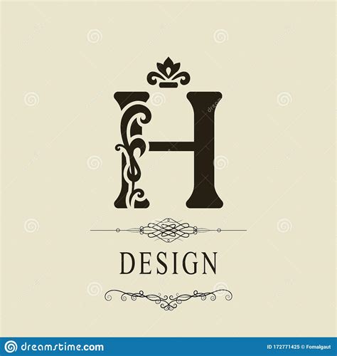 Elegant Capital Letter H Graceful Royal Style Calligraphic Beautiful