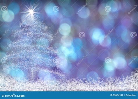 Beautiful Christmas Tree Snow Background Blue Purple Stock Illustration