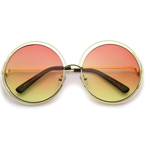 oversize wire frame gradient two tone color lens round sunglasses 61mm color lenses round