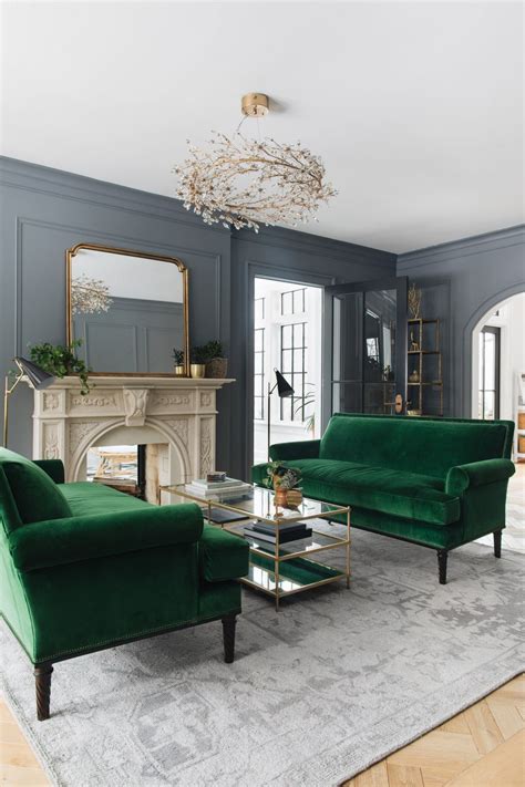Trending Green And Grey Transitional Living Rooms Green Interior