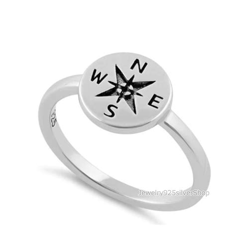 Compass Ring 925 Sterling Silver Ring Minimalist Ring Handmade Ring