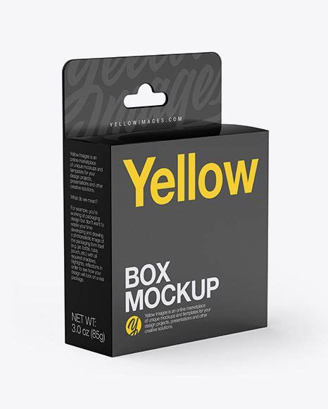 Glossy Paper Box With Hang Tab Mockup Half Side View Free Packaging