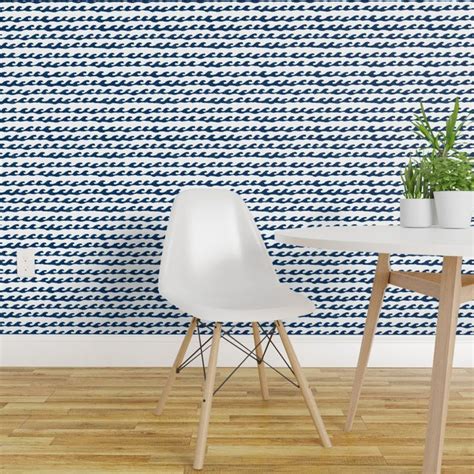 Peel And Stick Removable Wallpaper Surf Waves Navy Ocean Water Sea