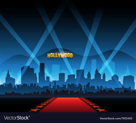 Hollywood Movie Red Carpet Background And City Vector Image