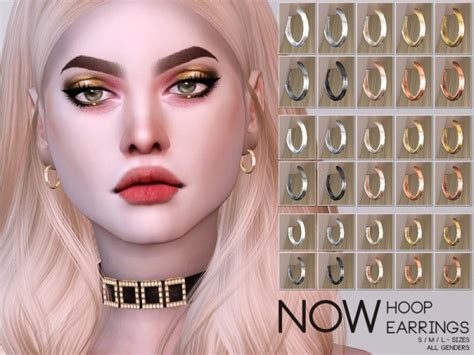The Sims Resource Now Hoop Earrings By Pralinesims • Sims 4 Downloads