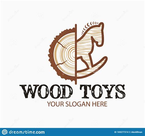 Abstract Creative Concept Wood Toys Logo With Wooden Texture From Log
