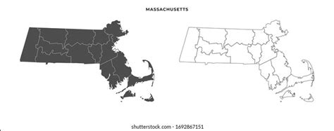 Massachusetts State Map Vector Blank Map Stock Vector Royalty Free
