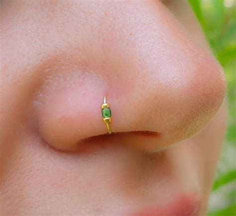 tiny nose ring 7mm 24 gauge 14k gold filled nose piercings handmade