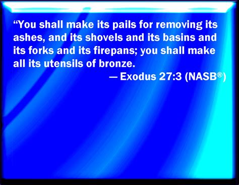 Exodus 273 And You Shall Make His Pans To Receive His Ashes And His