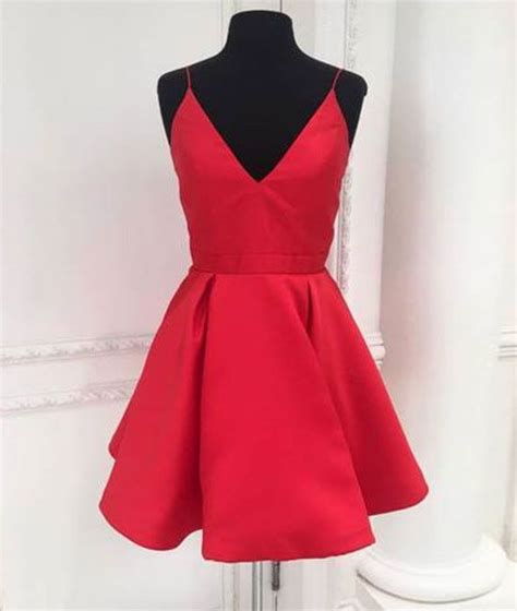 Cute V Neck Red Short Prom Dress Red Homecoming Dress Short Red Prom Dresses Red Homecoming