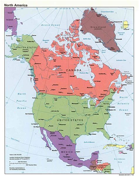 Large Detailed Political Map Of North America North America Large